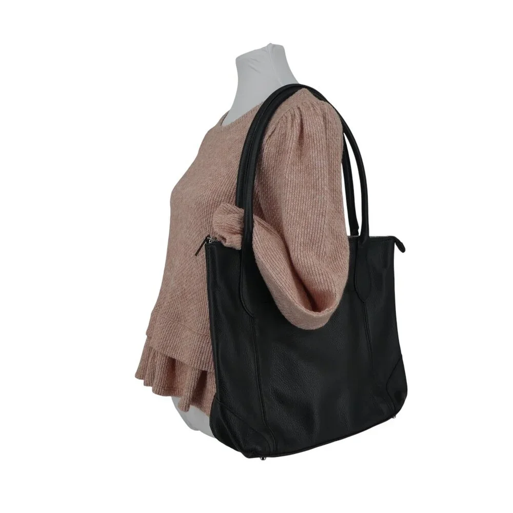 Lodis Black Pebbled Leather Tote Shoulder Bag Purse